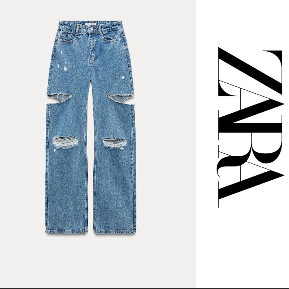 Z1975 HIGH-WAISTED STRAIGHT LEG RIPPED JEANS